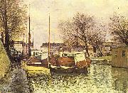 Kahne auf dem Kanal Saint-Martin in Paris Alfred Sisley